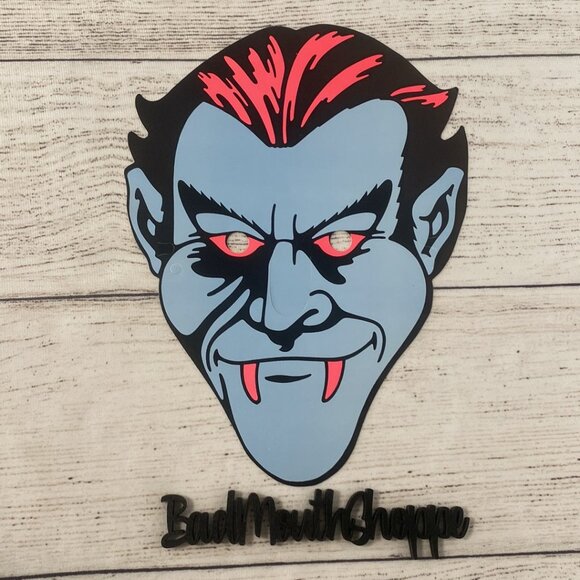 *Vintage Dracula Vampire Halloween Mask 1960's-70's Paper Flat - Picture 1 of 5
